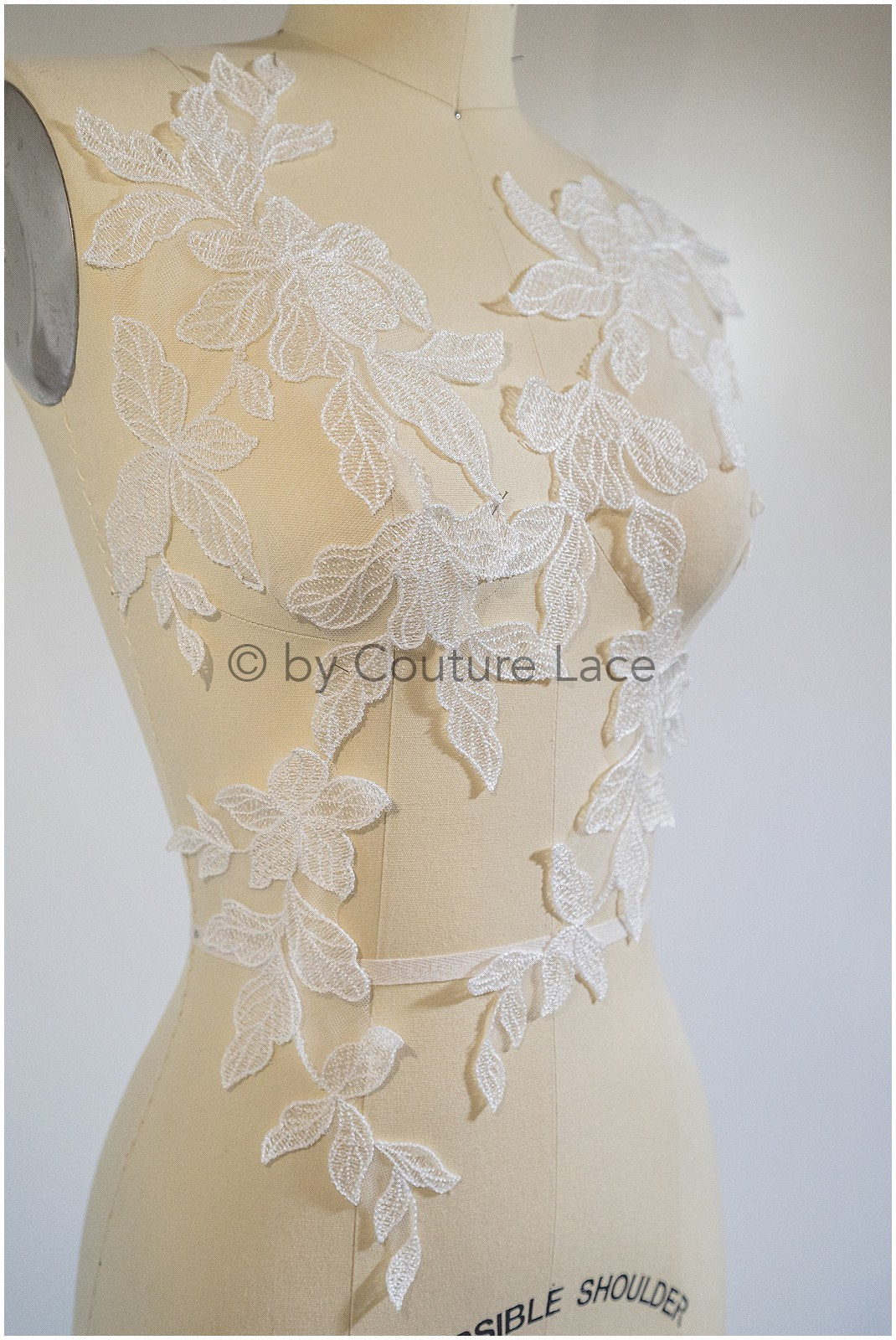 Romantischer Blattaufnäher, Spitzenblumen Applikation, Spitzen Applikation, Hochzeitskleid Spitzen Applikation, Braut Blumen Applikation// A20-194