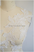 Romantischer Blattaufnäher, Spitzenblumen Applikation, Spitzen Applikation, Hochzeitskleid Spitzen Applikation, Braut Blumen Applikation// A20-194