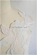 Romantischer Blattaufnäher, Spitzenblumen Applikation, Spitzen Applikation, Hochzeitskleid Spitzen Applikation, Braut Blumen Applikation// A20-194