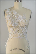 3D Blumen SpitzenApplikation für Hochzeitskleid, Brautkleid Spitzenaufnäher mit 3D Blumen, Perlen BrautSpitze Applikation mit 3D Blumen// A20-195