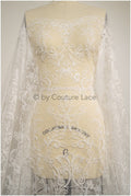 French lace fabric on dot tulle/ lace fabric off-white/ floral lace with dots/ polka dot lace fabric/ bridal lace// L20-328