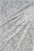 French lace fabric on dot tulle/ lace fabric off-white/ floral lace with dots/ polka dot lace fabric/ bridal lace// L20-328