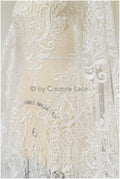 French lace fabric on dot tulle/ lace fabric/ floral lace with dots/ polka dot lace fabric/ bridal lace// L19-320
