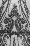 Perlen schwarzer Spitzenstoff/ Couture Spitzenstoff/ Hand Perlen Spitzenstoff/ Perlen Perlen Spitze// L19-241