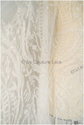 Perlen Brautspitze Off-White/ Braut Spitze Stoff/ schwere Perlen Hochzeitskleid Spitze/ Couture Spitze// L19-106