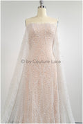 Perlen Spitzenstoff Off-White/ Couture Spitze Stoff/ Brautspitze Stoff mit Perlen/ Perlenspitze// L20-038