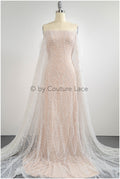 Perlen Spitzenstoff Off-White/ Couture Spitze Stoff/ Brautspitze Stoff mit Perlen/ Perlenspitze// L20-038