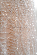 Perlen Spitzenstoff Off-White/ Couture Spitze Stoff/ Brautspitze Stoff mit Perlen/ Perlenspitze// L20-038