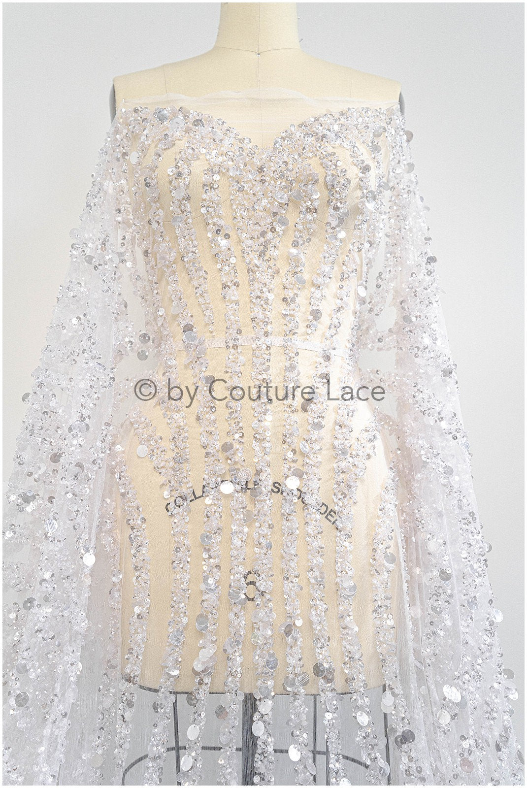Perlen Braut Spitze Off-White/ Couture Spitzenstoff/ schwere Brautspitze/ Perlen Spitze// L20-354
