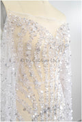 Perlen Braut Spitze Off-White/ Couture Spitzenstoff/ schwere Brautspitze/ Perlen Spitze// L20-354