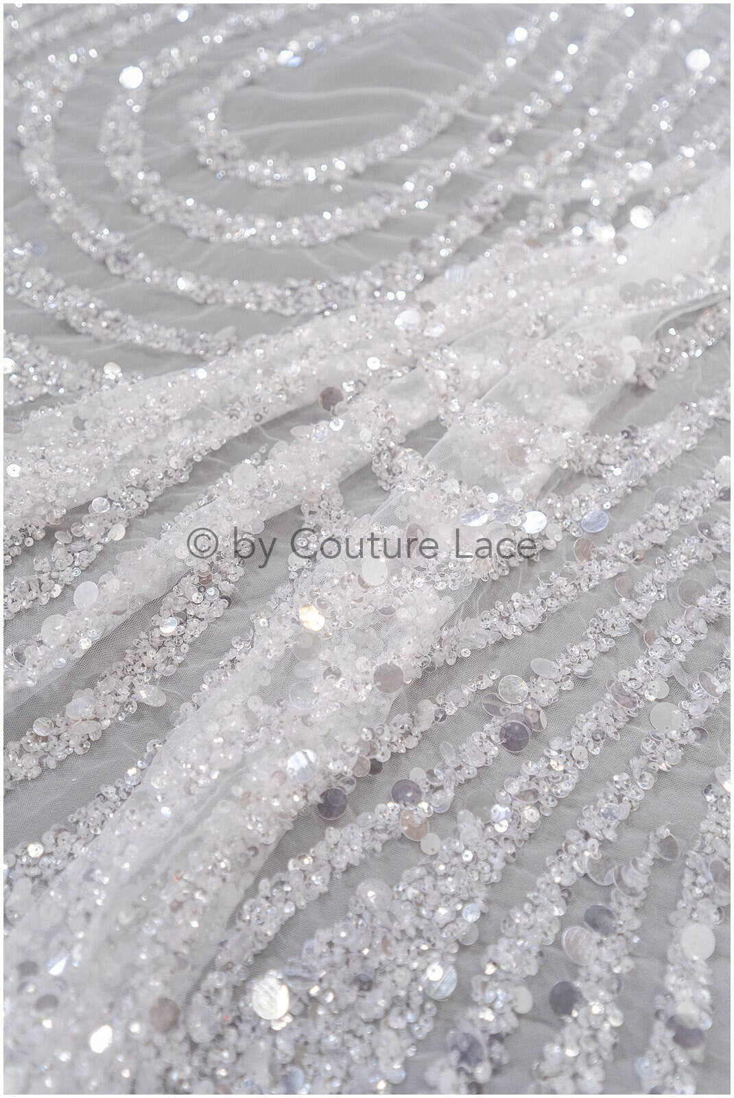 Perlen Braut Spitze Off-White/ Couture Spitzenstoff/ schwere Brautspitze/ Perlen Spitze// L20-354