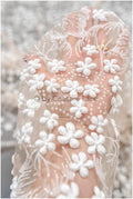 Glitter tulle fabric/ off-white glitter tulle/ floral glitter fabric/ shiny glitter lace/ Pronovias glitter lace// R-029