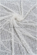 Perlen Spitzenstoff Off-White/ Couture Spitze Stoff/ Brautspitze Stoff mit Perlen/ Perlenspitze// L20-038