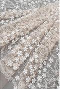 Glitter tulle fabric/ off-white glitter tulle/ floral glitter fabric/ shiny glitter lace/ Pronovias glitter lace// R-029