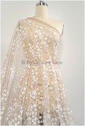 Glitter tulle fabric/ off-white glitter tulle/ floral glitter fabric/ shiny glitter lace/ Pronovias glitter lace// R-029