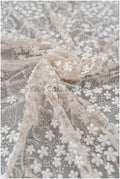 Glitter tulle fabric/ off-white glitter tulle/ floral glitter fabric/ shiny glitter lace/ Pronovias glitter lace// R-029