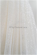 Exquisite glitter stretch tulle fabric/ off-white diamond/ elegant mesh tulle lace fabric/ shiny glitter bridal lace fabric/ flawless mesh tulle lace/ / R-030