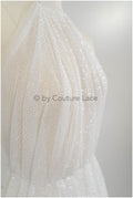 Exquisite glitter stretch tulle fabric/ off-white diamond/ elegant mesh tulle lace fabric/ shiny glitter bridal lace fabric/ flawless mesh tulle lace/ / R-030