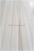 Exquisite shiny glitter stretch tulle fabric / off-white tulle / elegant mesh tulle lace fabric / bridal lace fabric // R-031DIA