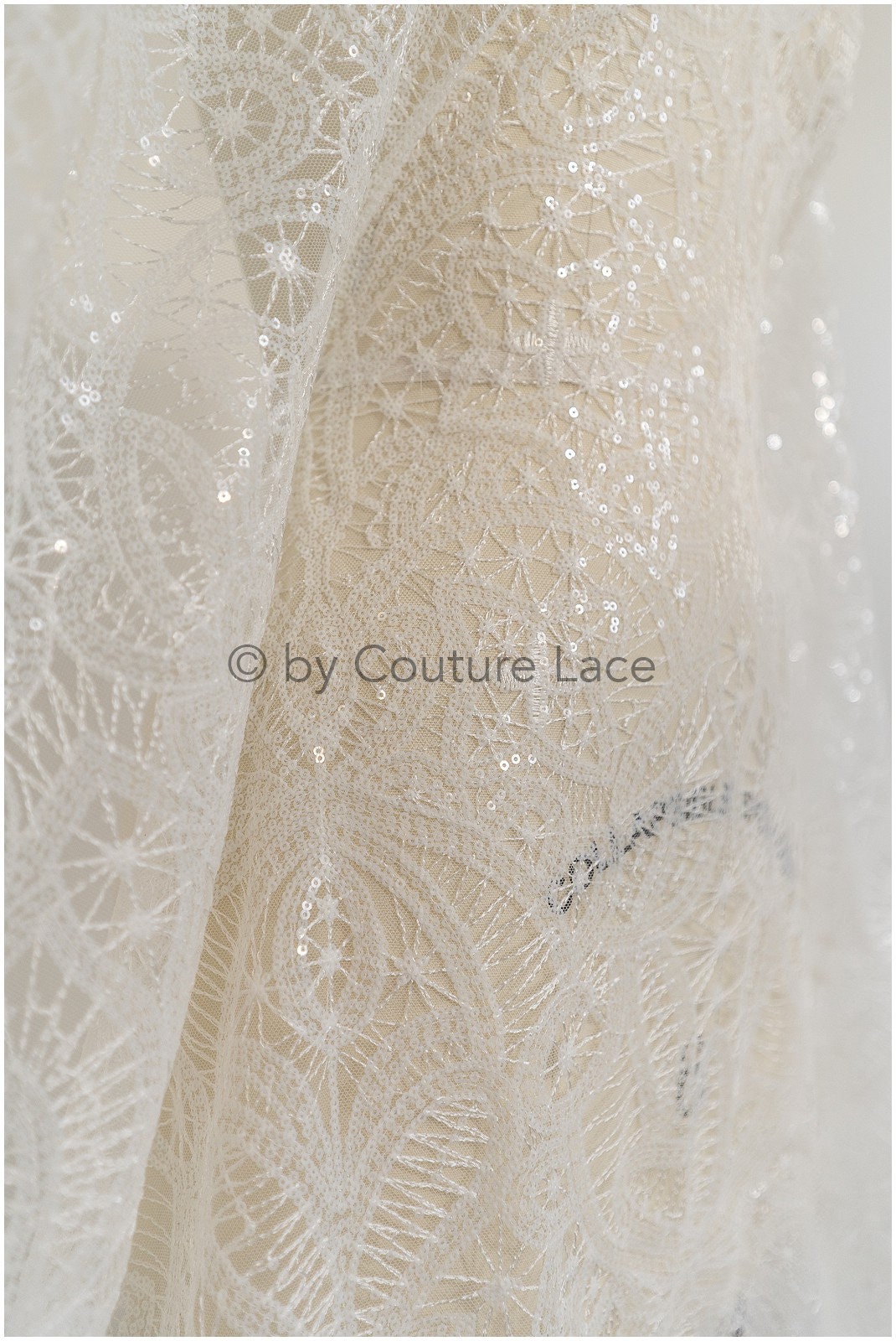 Ornament Braut Spitze Off-White/ Braut Spitzenstoff/ Boho Braut Spitze/ geometrische Hochzeit Spitze/ Couture Spitze// L17-116S