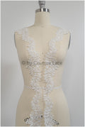 Spitzen Borte mit Perlen/ perlenbestickte Spitzenborte/ Glitzer Strass Borte/ Braut Spitzenbesatz// T20-087