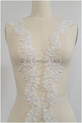 Spitzen Borte mit Perlen/ perlenbestickte Spitzenborte/ Glitzer Strass Borte/ Braut Spitzenbesatz// T20-087