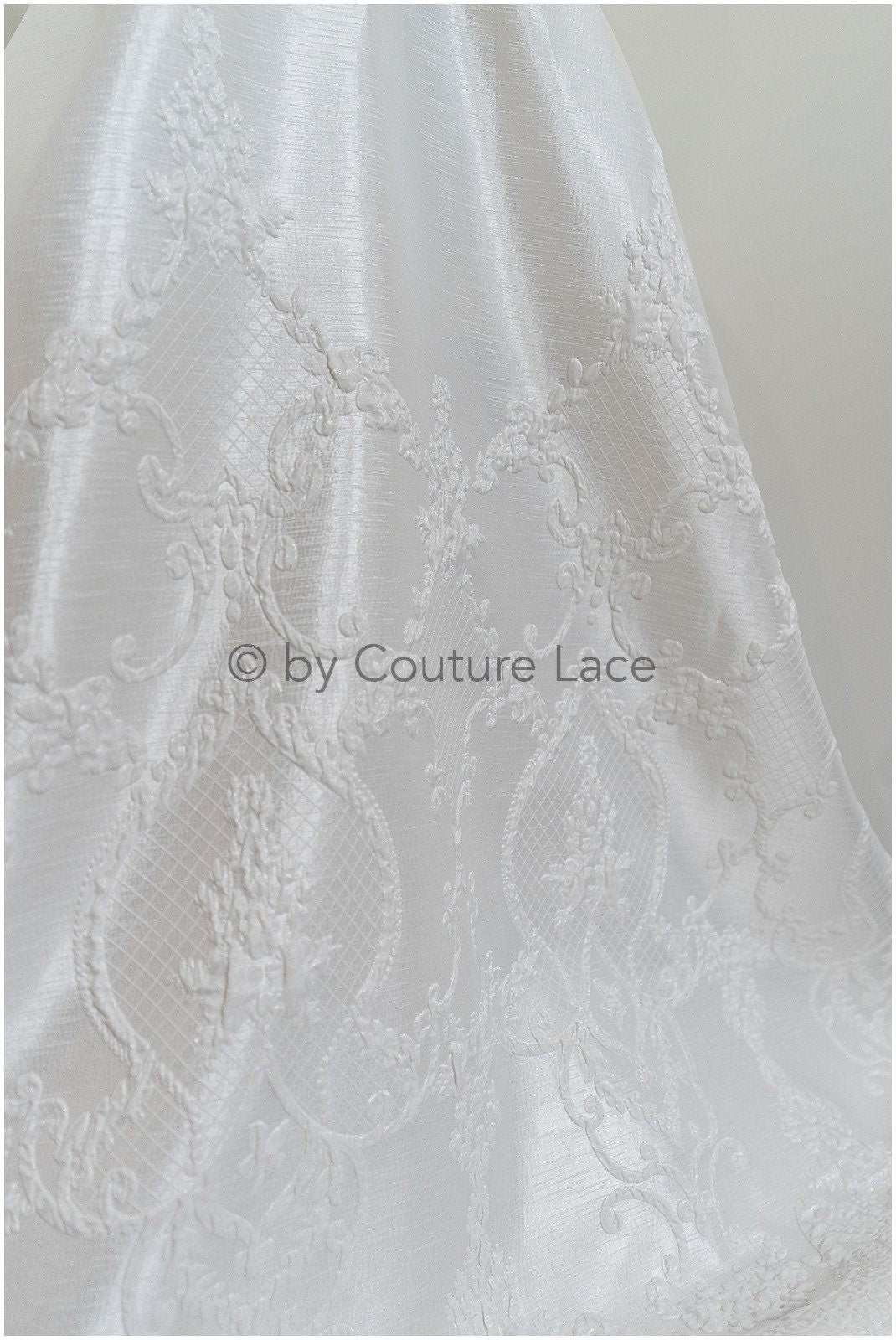 Brokat Stoff/ weißer leichter Brokatstoff/ Brautjaquard/ Brokatstoff/ verschnörgelte Brautbrokat// R-038