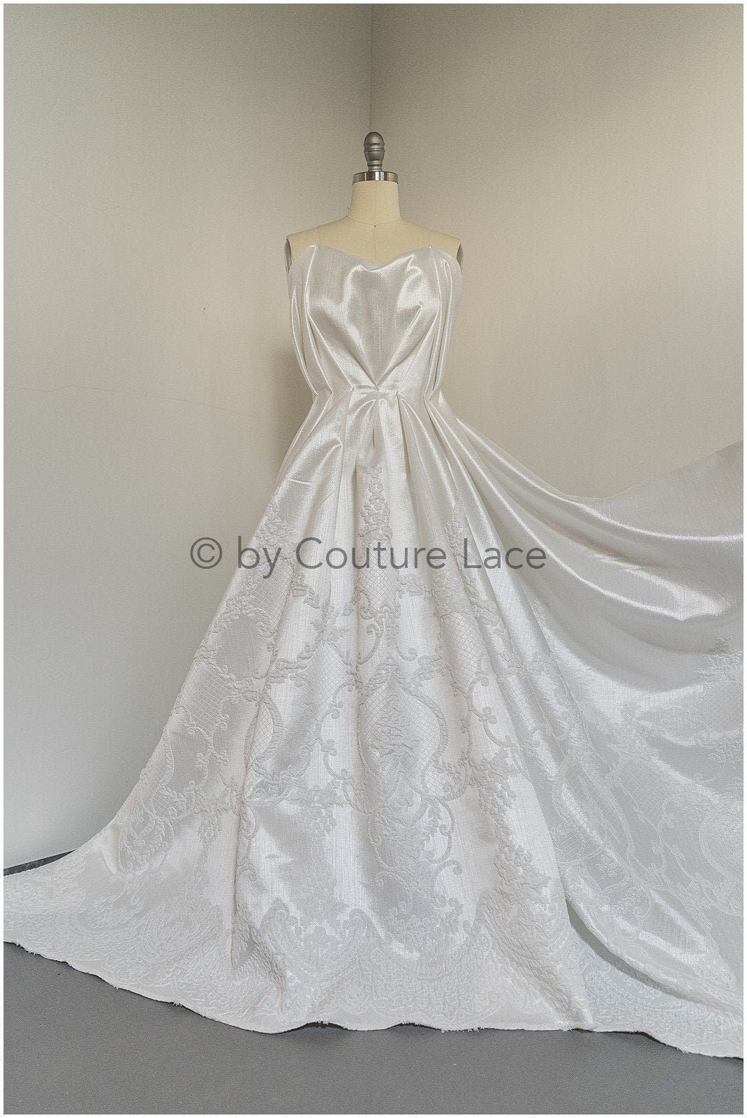 Brokat Stoff/ weißer leichter Brokatstoff/ Brautjaquard/ Brokatstoff/ verschnörgelte Brautbrokat// R-038