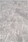 Feine Paillettenspitze Off-White/ weicher Pailletten Tüll Stoff/ Spitze Pailletten Netz Stoff// L17-022