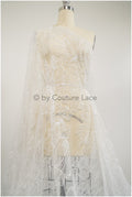 Feine Paillettenspitze Off-White/ weicher Pailletten Tüll Stoff/ Spitze Pailletten Netz Stoff// L17-022
