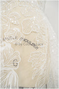 Feine Paillettenspitze Off-White/ weicher Pailletten Tüll Stoff/ Spitze Pailletten Netz Stoff// L17-022
