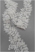 Spitzen Borte mit Perlen/ perlenbestickte Spitzenborte/ Glitzer Strass Borte/ Braut Spitzenbesatz// T20-087