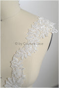 Spitzen Borte mit Perlen/ perlenbestickte Spitzenborte/ Glitzer Strass Borte/ Braut Spitzenbesatz// T20-087