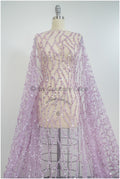 Perlen Spitzenstoff Violett Lilla/ Couture Spitze Stoff mit Perlen/ abstrakte Spitze für Abendkleid/ geometrische Spitze für Abendkleid// L20-287LC