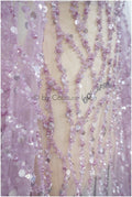 Perlen Spitzenstoff Violett Lilla/ Couture Spitze Stoff mit Perlen/ abstrakte Spitze für Abendkleid/ geometrische Spitze für Abendkleid// L20-287LC