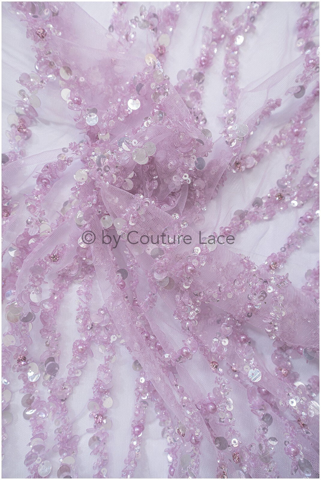Perlen Spitzenstoff Violett Lilla/ Couture Spitze Stoff mit Perlen/ abstrakte Spitze für Abendkleid/ geometrische Spitze für Abendkleid// L20-287LC