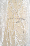 Handperlen Blume Brautspitze Off-White/ Couture Spitzenstoff/ schwere Perlen Hochzeit Spitze/ Designer Couture Spitze/ handgemachte Spitze// L20-355