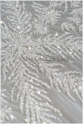 Perlenspitzenstoff Off-White/ Perlenspitze Stoff/ Braut Spitze Stoff/ Perlenspitze/ Brautspitze// L19-085