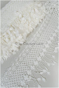 Fringe lace trim off-white/ Boho trim/ crocheted fringe lace/ Guipure lace with fringes/ Boho wedding dress lace// T20-102
