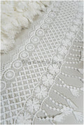 Fringe lace trim off-white/ Boho trim/ crocheted fringe lace/ Guipure lace with fringes/ Boho wedding dress lace// T20-102