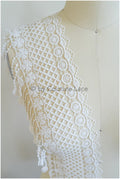 Fringe lace trim off-white/ Boho trim/ crocheted fringe lace/ Guipure lace with fringes/ Boho wedding dress lace// T20-102