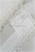 Fringed lace trim with boho pattern/ Off-white boho lace trim/ Guipure lace trim// T20-103