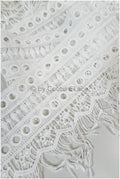 Fringed lace trim with boho pattern/ Off-white boho lace trim/ Guipure lace trim// T20-103