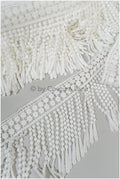 Boho fringe lace trim off-white/ Bridal boho lace/ Guipure lace trim// T20-106