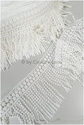 Boho fringe lace trim off-white/ Bridal boho lace/ Guipure lace trim// T20-106