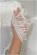 Boho fringe lace trim off-white/ Bridal boho lace/ Guipure lace trim// T20-106