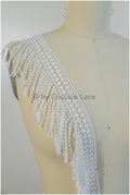 Boho fringe lace trim off-white/ Bridal boho lace/ Guipure lace trim// T20-106