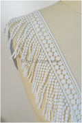 Boho fringe lace trim off-white/ Bridal boho lace/ Guipure lace trim// T20-106
