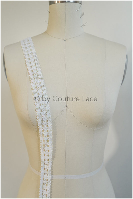 5 yds boho lace trim off-white/ floral guipure lace trim/ crocheted bridal lace trim// T20-109