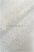 Boho fringe lace trim off-white/ Boho lace/ Guipure lace trim/ Boho dress bridal lace// T20-111
